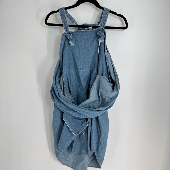 Denim Waist Tie Short Sleeve Mini Tank Top Wrap Dress - Picture 1 of 7